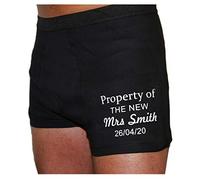 KE Mens Personalised Groom Husband Boxer Shorts Wedding Property Of Mrs Gift (Mrs Property Of, X Large)