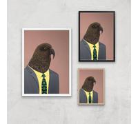 Kea In Suit Giclee Art Print - A2 - Wooden Frame