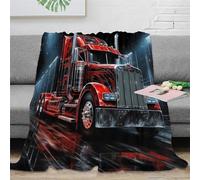 KeAan Big Red Truck Lorry Blanket, 3D Digital Print Blanket, Flannel Blanket, Soft Cosy Blanket, Sofa Blanket For Kids Adults 60x80inch(150x200cm)