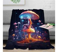 KeAan Elf Fairy Ultra-soft Micro Fleece Blanket - Soft, Warm, Digitally Mushroom Printed, 50x60inch(127x152cm)