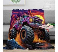KeAan Monster Truck Sherpa Blanket Cartoon Print Fleece Throw Blanket for Sofa Bed Couch Adult 3D Fuzzy Blanket Gift Plush Blanket Room Decor 50x60inch(127x152cm)