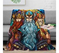 KeAan Nordic Mythology Thor Odin Loki Blanket Super Soft Flannel Blanket for Bed Couch Sofa, All Season Warm Cosy Plush Microfibre Blanket 60x80inch(150x200cm)