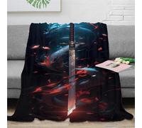 KeAan Samurai Sword Japanese Style Blanket Fleece Blanket,Cashmere Feel Cuddle Blanket Suitable for Children Adult Bed Or Sofa for All Seasons 40x50inch(100x130cm)