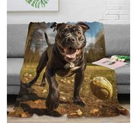 KeAan Staffordshire Bull Terrier Fleece Blanket, Ultra Soft And Cozy Cute Puppy Blanket, Great for Calming And Sleep, All Seasons Flannel Blanket for Bed And Couch 40x50inch(100x130cm)