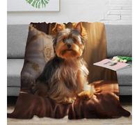 KeAan Yorkshire Terrier Cute Puppy Printed Blanket,Ultra Warm Blanket, Living Blanket, Soft And Comfortable Throw, Sofa Blanket 40x50inch(100x130cm)