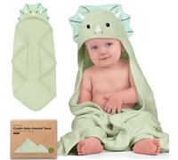 KeaBabies Baby Hooded Towel - Viscose from Bamboo Organic Bamboo Towel, Infant Towels, Large Hooded Towel, Baby Bath Towel with Hood for Girls, Babies, Newborn Boys, Toddler (Triceratops)