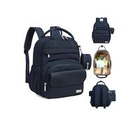 KeaBabies Diaper Bag Backpack - Small Multifunctional Travel Diaper Back Packs, Maternity Baby Changing Bags, 12L Capacity, PU Leather, Waterproof, Unisex, Nappy Changing Pad (Navy Blue, Small)