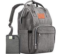 KeaBabies Diaper Bag Backpack, Waterproof Multi Function Baby Travel Bags (Classic Gray)