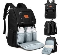 KeaBabies Diaper Bag Backpack, Waterproof Multi Function Baby Travel Bags (Trendy Black)