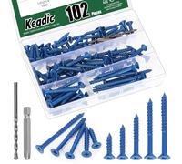 Keadic 100 PCS 1/4" Concrete Screw Anchor with Phillips Flat Head & Drill Bit Set- Perfect for Anchoring to Masonry, Block or Brick Stucco,Secure Fastening on Concrete (Blue)