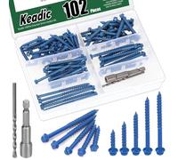 Keadic 100 PCS 3/16" Slotted Hex Washer Head Concrete Screws Anchor & Drill Bit Set - Perfect for Anchoring to Masonry, Block or Brick Stucco,Secure Fastening on Concrete (Blue)