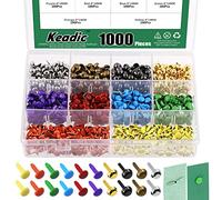 Keadic 1000Pcs Paper Fasteners Brads, 10 Colors Metal Paper Fasteners Round/Mushroom Head Brads Split Pins Pastel Brads Paper Fasteners Mini Brads for DIY Crafts(8 x14mm, 8 x15mm)