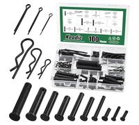 Keadic 100Pcs Flat Head Cotter Pins Assortment Kit Includes Single Hole Clevis Pin, Split Cotter Pins and R Clips,16 Sizes Retaining Pins Cotter Pin Split Pin for Trailer Latch