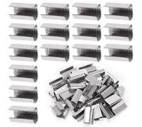 Keadic 100Pcs Packaging Open Snap-On Seals for 1/2" (13mm) Strap Width Steel Strapping, Superior Holding Power, Heavy Metal Banding Strap Clips for Plastic Poly Pallet Banding