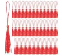 Keadic 100Pcs Red Small Craft Tassels, 13cm/5" Silky Tassels Bookmark Tassels Bulk Soft Craft Silky Handmade Mini Tassels with Loops, Tassels Bulk for Jewelry Making DIY Crafts