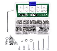 Keadic 1021Pcs M2 7 Sizes Hex Socket Button Head Cap Screws Assortment Kit, 304 Stainless Steel Standard Metric Threaded Hexagon Bolts Screws Nuts Washers Fastener Hardware