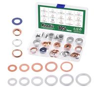 Keadic 105Pcs Oil Drain Plug Gaskets Washer Assortment Set, 90430-12031, 11026-01M02, N0138157 Oil Crush Washers Seals Kit for Automotive