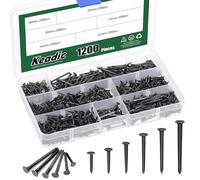 Keadic 1200Pcs 10/13/16/19/22/25mm Black Shoes Nails Assortment kit, Anti-Slip Carbon Steel Nails Tacks Replacement for Boots Leather Heels Soles Shoes Repairs