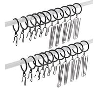 Keadic 120Pcs Black Metal Drapery Pleat Hooks Pins Rings Set, 30 mm ID Curtain Rod Rings 4 Prongs Pinch Traverse Pleater Tape End Hanging Pin-on Hooks Clips for Decorative Shower Window Curtain