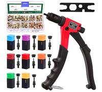 Keadic 120Pcs Rivet Nut Tool Kit, 8" Hand Rivet Gun with M3 M4 M5 M6 & SAE 8-32 10-24 1/4-20 Mandrels, Zinc Plated Rivnuts Set for Metal Wood DIY