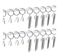 Keadic 120Pcs Silver Metal Drapery Pleat Hooks Pins Rings Set, 30 mm ID Curtain Rod Rings 4 Prongs Pinch Traverse Pleater Tape End Hanging Pin-on Hooks Clips for Decorative Shower Window Curtain