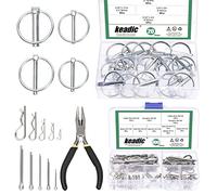 Keadic 121 Pcs Zinc Plated Shaft Locking Pin and 304 Stainless Steel Cotter Pin Assortment Set with Pliers, Round Loop Wire Lock Pin Hitch Pin R Clips for Boat Bike Farm Tractors Trailers Trucks Mower
