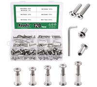 Keadic 121 Piece M6 Socket Cap Bolts & Barrel Nuts Assortment Kit 5 Sizes 16/20/25/30/35mm Silver Binding Screws with Hex Key for Furniture Crib Bed Table Cabinet Assembly