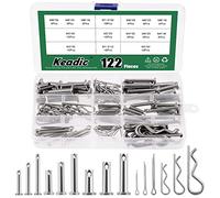 Keadic 122 Pcs 304 Stainless Steel Cotter and Clevis Pin Assortment Kit, M1.5-8 Hitch Clips and Flat Head Fastener Pins for Trailer Latch