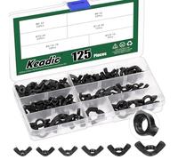 Keadic 125Pcs SAE Wing Nuts Assortment Kit, 3/8" 5/16" 1/4" #10#8#6 Carbon Steel Black Zinc Plated Wing-Nut Fasteners, Hand Twist Tighten Ear Wingnuts Butterfly Nut for Home Building Industry