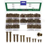 Keadic 1290 Pcs Small Self Tapping Screws Assortment Kit, M2*5/6/8/10mm M2.6 * 12/16mm Self-Drilling Flat Cross Head Mini Wood Screw with Plastic Case (Bronze）