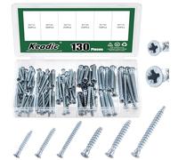 Keadic 130Pcs HighPoint Confirmat Screws, Flat Head Countersunk Screws, Blue & White Zinc Plated Furniture Contecting Screw for Industrial and Scientific, M5 x 35mm/40mm/50mm, M7 x 40mm/50mm/70mm