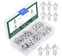 Keadic 130Pcs M5 x 7/9/11mm Aluminum Core Rivets with Round Head Assortment Set with Plastic Case, Half Round Head Hammer Expansion Drive Blind Rivets for Electronic Mechanical Equipment