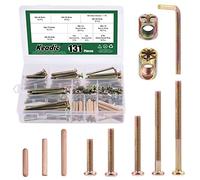 Keadic 131 Pcs Zinc Plated M6 40/50/60/70/80mm Baby Bed Screws Hardware Replacement Kit with Fluted Wood Dowel Pins , M6 Hex Socket Head Cap Barrel Bolt Nuts for Furniture