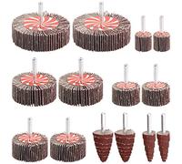 Keadic 14Pcs 80 Grit Flap Wheels Assortment Kit with Cone Shape Sanding Polishing Flap Wheel, for Remove Rust and Weld Burr - 1/4 Shank Fits All Drills, 7 Common Sizes