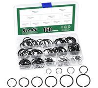 Keadic 150Pcs 10 Sizes 65Mn Steel Round Wire Retainer Clip Snap Rings Assortment Set with Storage Case, M10 M12 M14 M16 M18 M20 M22 M24 M25 M26 Shaft Bearing Stop Rings for Shafts