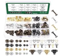 Keadic 152Pairs 3 Style Sewing Hooks and Eyes Closure Assorted Set, 9/10/12mm Metal Fasteners Press Studs for Skirt Dress