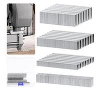 Keadic 1608Pcs 18 Gauge 5/8" Brad Nail and 1/4" Narrow Crown Staples (3/4", 1", 1/2"), Galvanized Steel 18 GA Nail Gun Nails Assorted Set for Molding Cabinetry Building Assembly