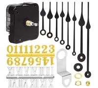 Keadic 16Pcs High Torque Long Shaft Quartz Clock Mechanism Kit Contains Clock Hands, Numeral Scale, Silent Sweep Motor Replacement for DIY Repair (Black, Shaft Length 18mm/0.7”)