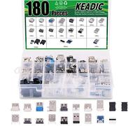 Keadic 180PCS USB 2.0 3.0 Male Female Plug Jack Socket Connector Assortment Set Including Micro USB Type B 5 Pin T Port Male Connector Micro USB to Dip Adapter Board and 9-Pin Male Port Connectors