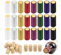 Keadic 190Pcs Wine Bottle Sealing Set, 8 Colours PVC Heat Shrink Capsules & Natural Wine Cork Stoppers, Reusable Bottle Neck Shrink Wraps for Home Wine Storage
