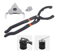 Keadic 2 Pieces 12 Inch Long Handle Oil Filter Plier and Universal Adjustable 3 Jaw 2 Way Oil Filter Wrench Remover Tool Set Perfect for Motorcycles Cars Trucks and More