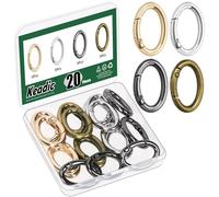 Keadic 20 Pcs Spring O Rings Alloy Round Clips Circle Trigger Spring O Ring 35mm Snap Buckle Clasp Rings Keyring Hook Snap Clip for Keychains Bags Purses Handbags DIY Crafts, 4 Colors