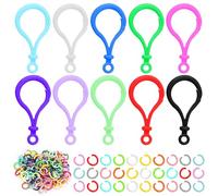 Keadic 200Pcs Plastic Lobster Claw Keychain Clips with Open Jump Ring, Multicolour Lobster Claw Clasps Keychain Bulb Buckle Clips Mixed Color Hard Plastic Lobster Clasp for Jewelry Making Crafts