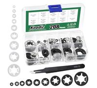 Keadic 208Pcs M2 M2.5 M3 M4 M5 M6 M8 M10 M12 Internal Tooth Starlock Washers Assortment Set, 304 Stainless Steel and 65Mn Steel Star Lock Retaining Clips Fasteners for Automotive