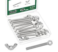Keadic 20Pcs Machinery Shoulder Swing Lifting Eye Bolt,304 Stainless Steel Metric Thread, 10Pcs M6*50 Premium Stainless Steel Eye Bolts with 10Pcs M6*10Wing Nuts