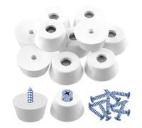 Keadic 20Pcs Non-Slip Rubber Feet for Cutting Board, 38x30x17mm White Furniture Slider Glide Pad Floor Protector with Built-in Gasket and Screws for Wooden Furniture Chair Tables Sofa