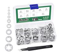Keadic 211Pcs M2 M2.5 M3 M4 M5 M6 M8 M10 M12 Internal Tooth Starlock Washers Assortment Kit, 304 Stainless Steel External Star Lock Washer, Retaining Clips Fasteners Push Nuts for Shafts