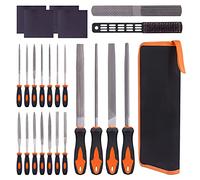 Keadic 24 Pcs Carbon Steel Hand Metal File & Needle File Tool Set with Sanding Paper, 4 Ways Wood Rasp File and Wire Brush, Precision Flat/Triangle/Half-round/Round Large File for Shaping Metal, Wood