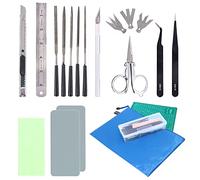 Keadic 24Pcs Professional Gundam Modeler Basic Tools Craft Set Hobby Building Tools Kit with Plastic Case and Waterproof Bag, Ideal for Gundam Car Model Building Repairing and Fixing