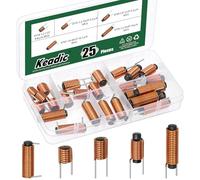 Keadic 25Pcs 5 Size 0.8μH 2.2μH 10μH 10.1μH 3.3μH Wire ferrite Core Radial Leaded Inductors,Inductor Assortment Kit - Essential for Electronics Enthusiasts